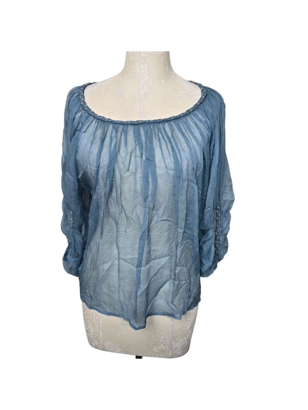 Akiko Blue Sheer Blouse XS